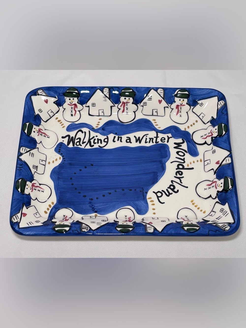 Vintage Bath & Body Works Holiday Snowman Ceramic Tray ❄️☃️